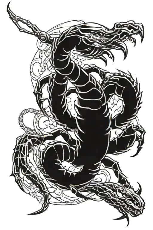 scorpion with dragon tattoo design idea