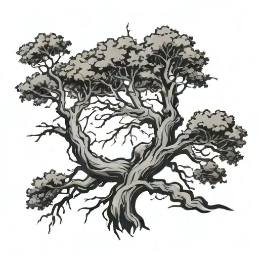 tree with lightning bolt branches tattoo design idea