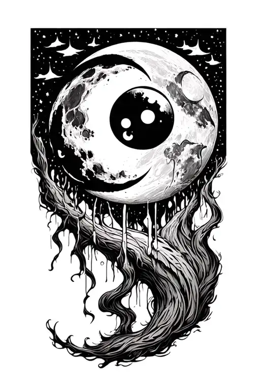 Crying Moon tattoo design idea