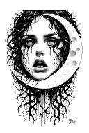 Crying Moon tattoo design idea