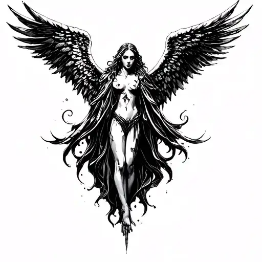 angel of darkness tattoo design idea