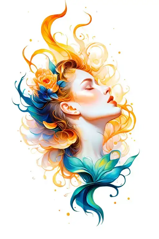 sexual energy flowing tattoo design idea