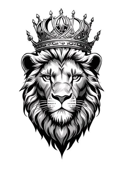 3 lions head with a crown tattoo design idea