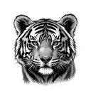 tiger cub with bear surrounded tattoo design idea
