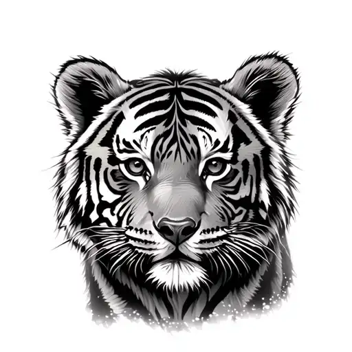 tiger cub with bear surrounded tattoo design idea