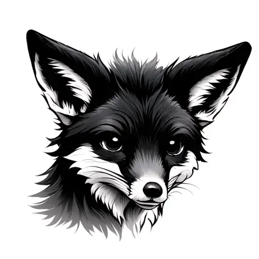 black little fox tattoo design idea