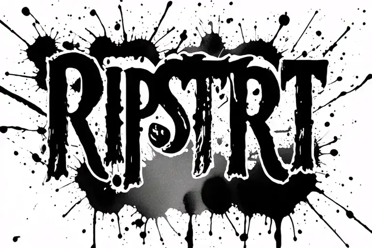 "RIPSTR" ink splatter cherry tattoo design idea