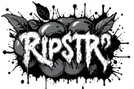 "RIPSTR" ink splatter cherry tattoo design idea
