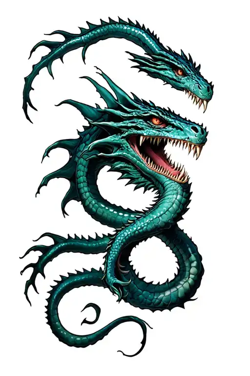 a hydra headed monster tattoo design idea
