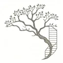 tree silhouette with dna double helix trunk tattoo design idea