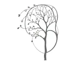 tree silhouette with dna double helix trunk tattoo design idea