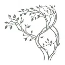 tree silhouette with dna double helix trunk tattoo design idea