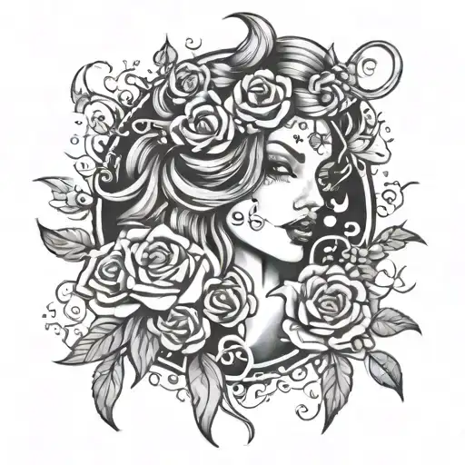 femida rock n roll tattoo design idea