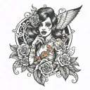 femida rock n roll tattoo design idea