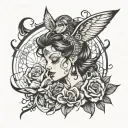 femida rock n roll tattoo design idea