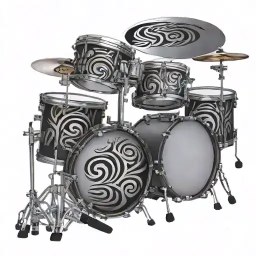 5 piece 3d drum kit with tribal designs around it he word sapovnela tattoo design idea