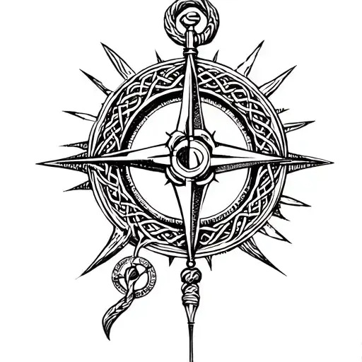 sail anchor norse celtic compass tattoo design idea