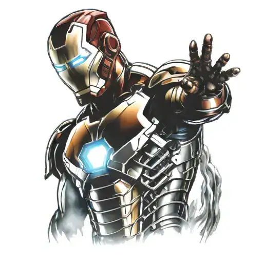 Iron man standing tattoo design idea