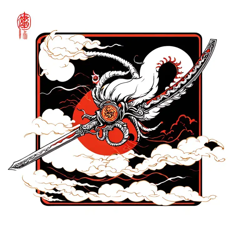 A chinoi saber with astrological sign cancers tattoo design idea