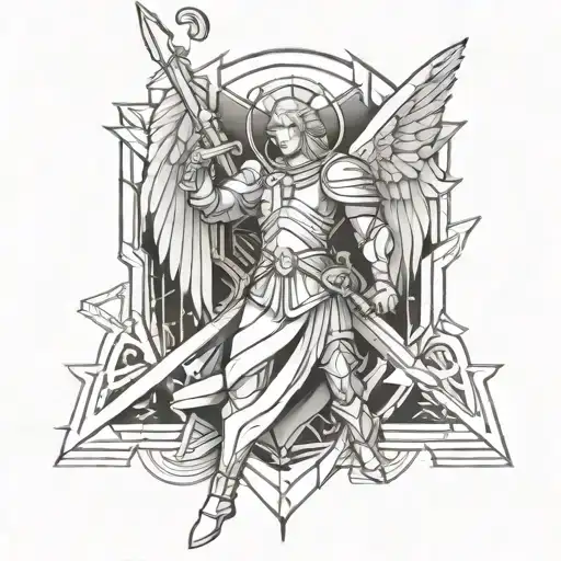 guardian angel holding a sword tattoo design idea