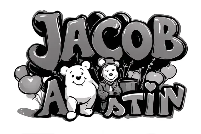 "Jacob Austin" Jacob Austin Williams dean with Bloons and winnin the Pooh bear  tattoo design idea