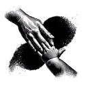 dad child mirror touching hands tattoo design idea