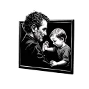 dad child mirror touching hands tattoo design idea