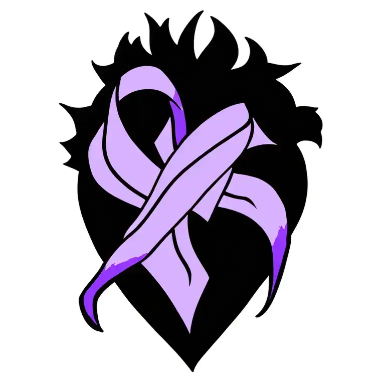 tribal heart with cancer ribbon tattoo design idea