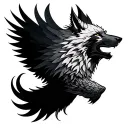 Phoenix And Wolf tattoo design idea