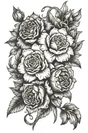 carnation, daffodil, daisy, rose, gladiolus flower tattoo design idea
