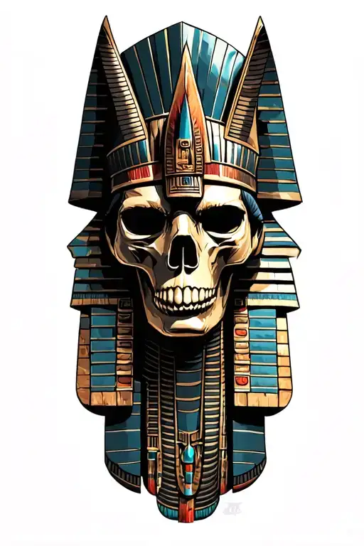 A Fusion Of Egyptian And Inka Symbolism, Featuring God anubis And Easterisland Skull On Machu Picchu Tattoo tattoo design idea