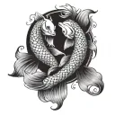 pisces, koi fish yin yang tattoo design idea