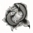 pisces, koi fish yin yang tattoo design idea