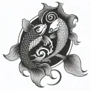 pisces, koi fish yin yang tattoo design idea