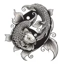 pisces, koi fish yin yang tattoo design idea