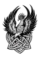 elegant phoenix rising intertwine Celtic knot design incorporating tattoo design idea