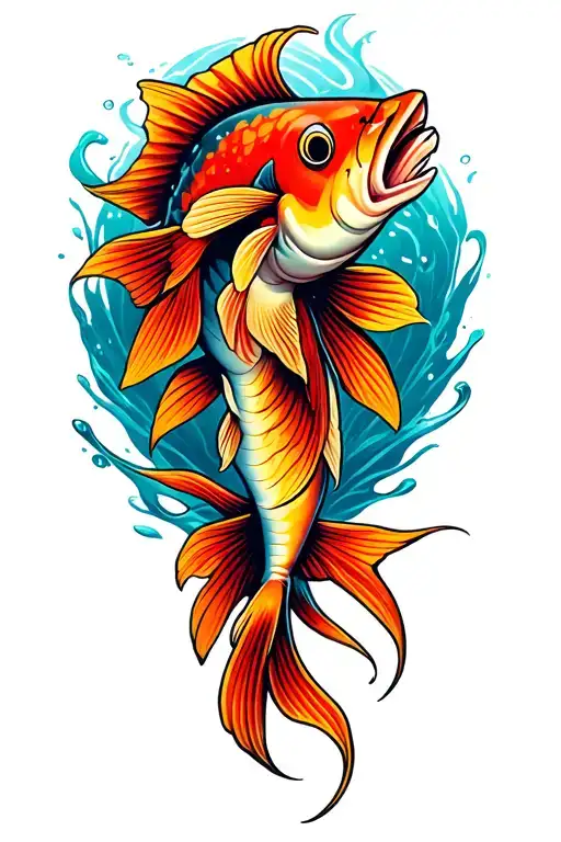 fish swimming tattoo design idea