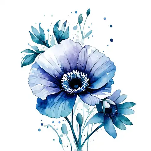 orchidee, poppy, gerbera flower tattoo design idea