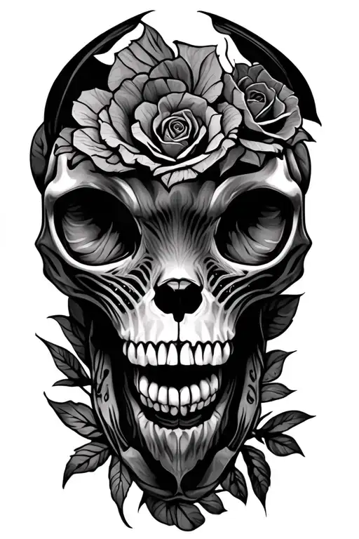 devon rex skull tattoo design idea