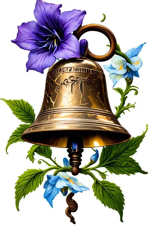 cracked bell and bell flowers tattoo design idea