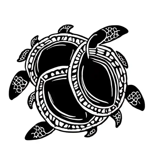 2 Turtles swimming together symbolic of mom and son tattoo design idea