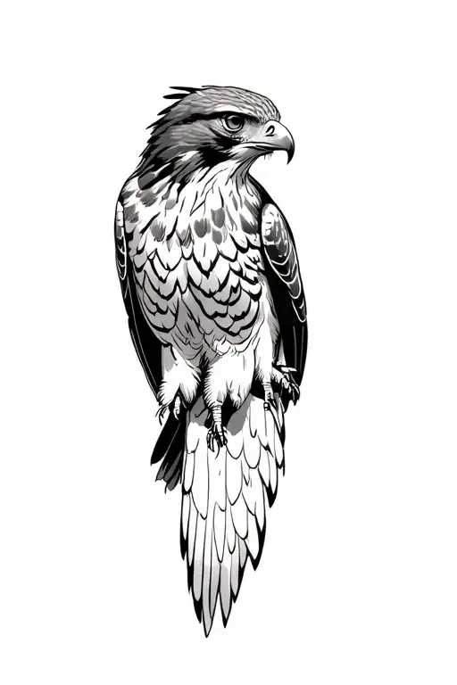 realistic red tailed hawk soaring tattoo design idea