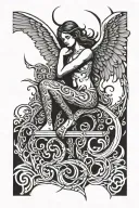 A angel over looking hell tattoo design idea