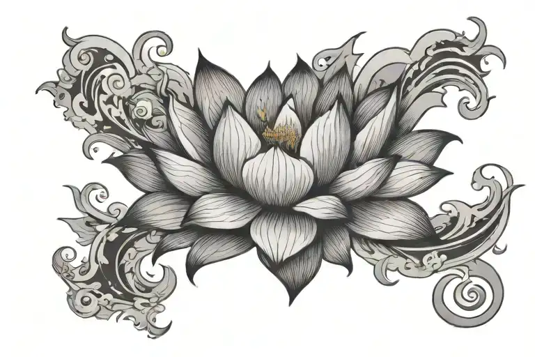 lotus moon lightning bolt tattoo design idea