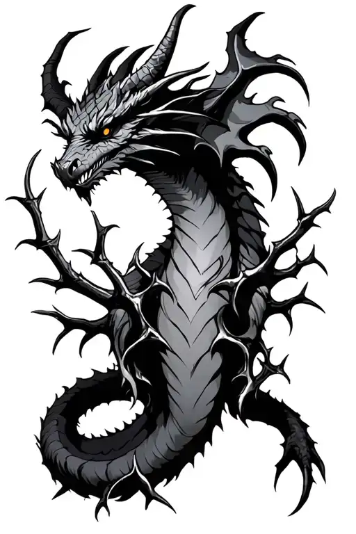 maleficent dragon arm sleeve tattoo with thorns  tattoo design idea