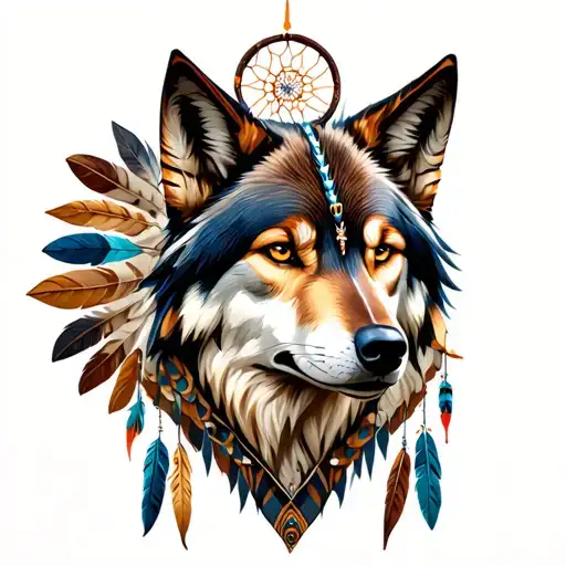 Wolf: Guardian and symbol of strength.  Native American: Feathers & dreamcatcher.  Egyptian mythology: Anubis & protecti tattoo design idea