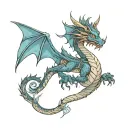 I would like to create a tattoo design around my arm from wrist to elbow. It should be a dragon, blue. tattoo design idea