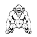 angry monkey with fists drilled into the ground chimp annoyed and symmetrical' tattoo design idea