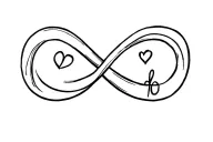 infinity symbol with a heart and the letter d luffy tattoo design idea