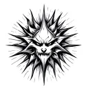 pointy sun with evil face  tattoo design idea